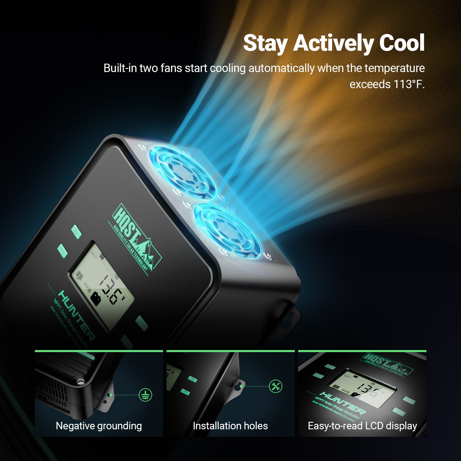 HQST 12V/24V/36V/48V 100A MPPT Solar Charge Controller with Smart APP Control