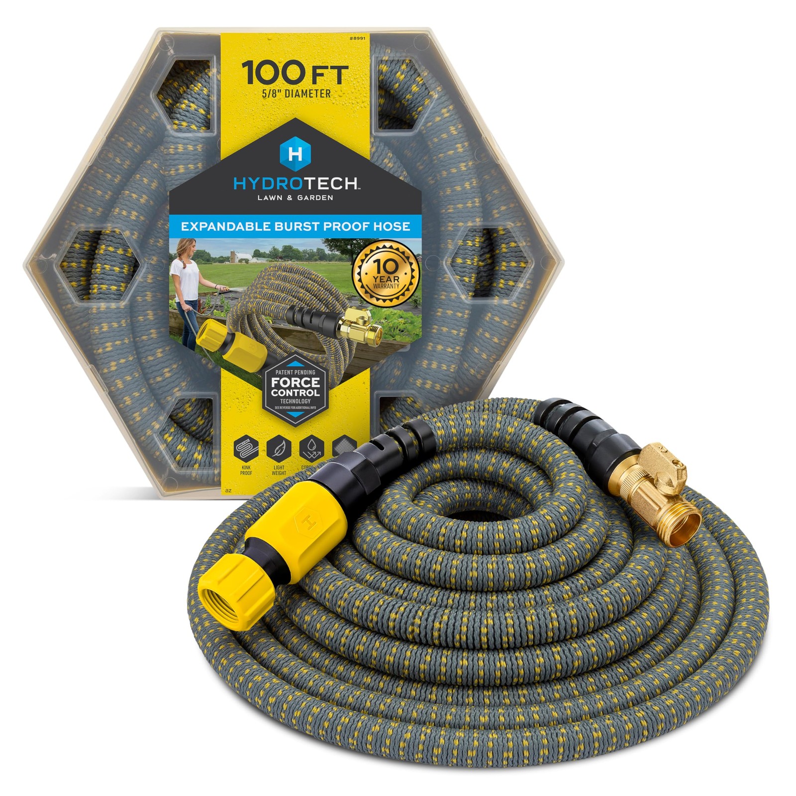 HydroTech 100 ft Expandable Burst-Proof Garden Hose, 5/8 in Diameter | Patented