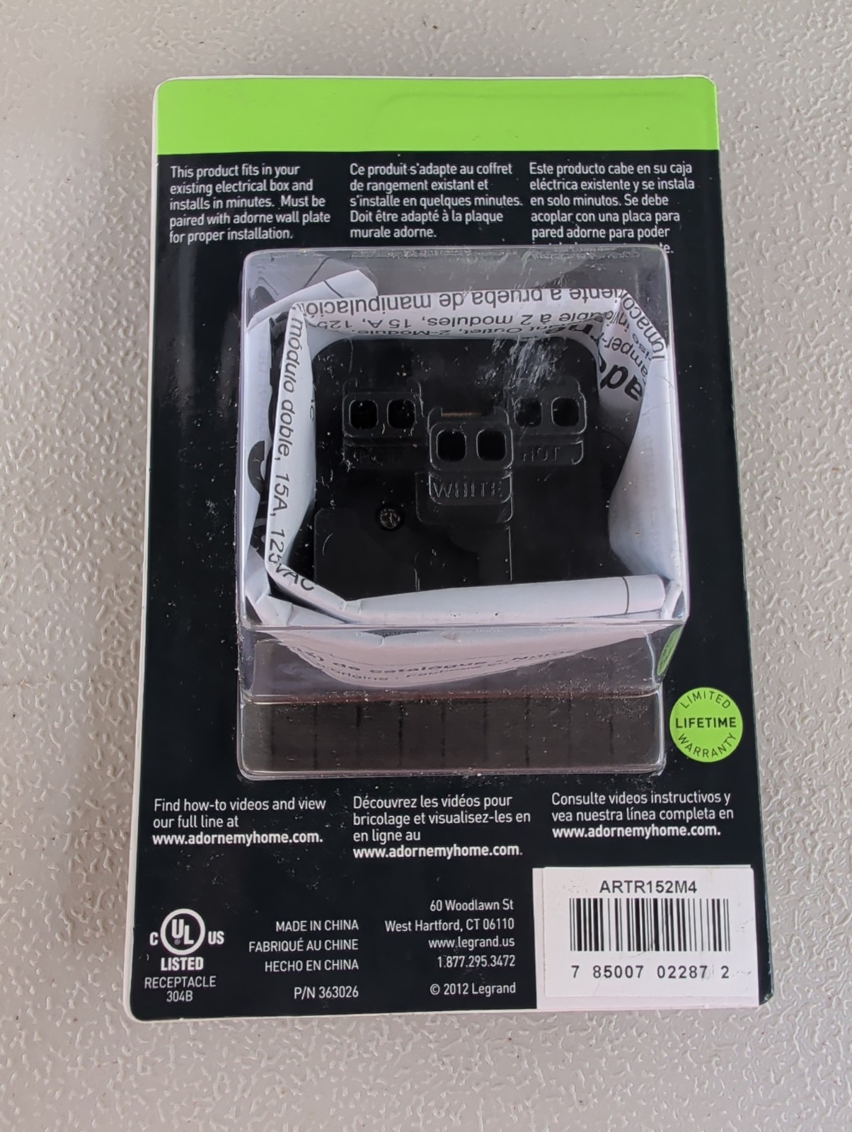 Legrand Adorne ARTR152M4 Tamper-Resistant Outlet 15A 125V Magnesium New