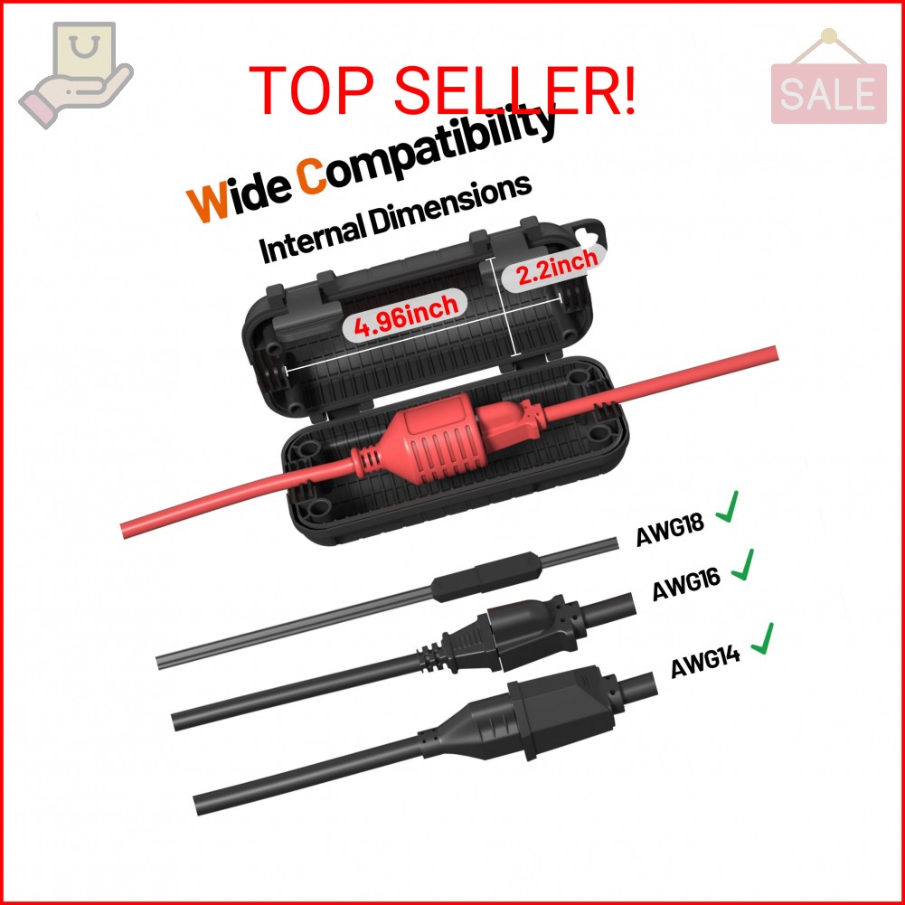 Extension Cord Cover Outdoor, Cord Connector Protector IP54 Water-Resistant, Ind