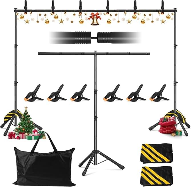 Backdrop Stand 10 x 7.5 FT 3-in-1 T-Shape Adjustable Heavy-Duty Stand |