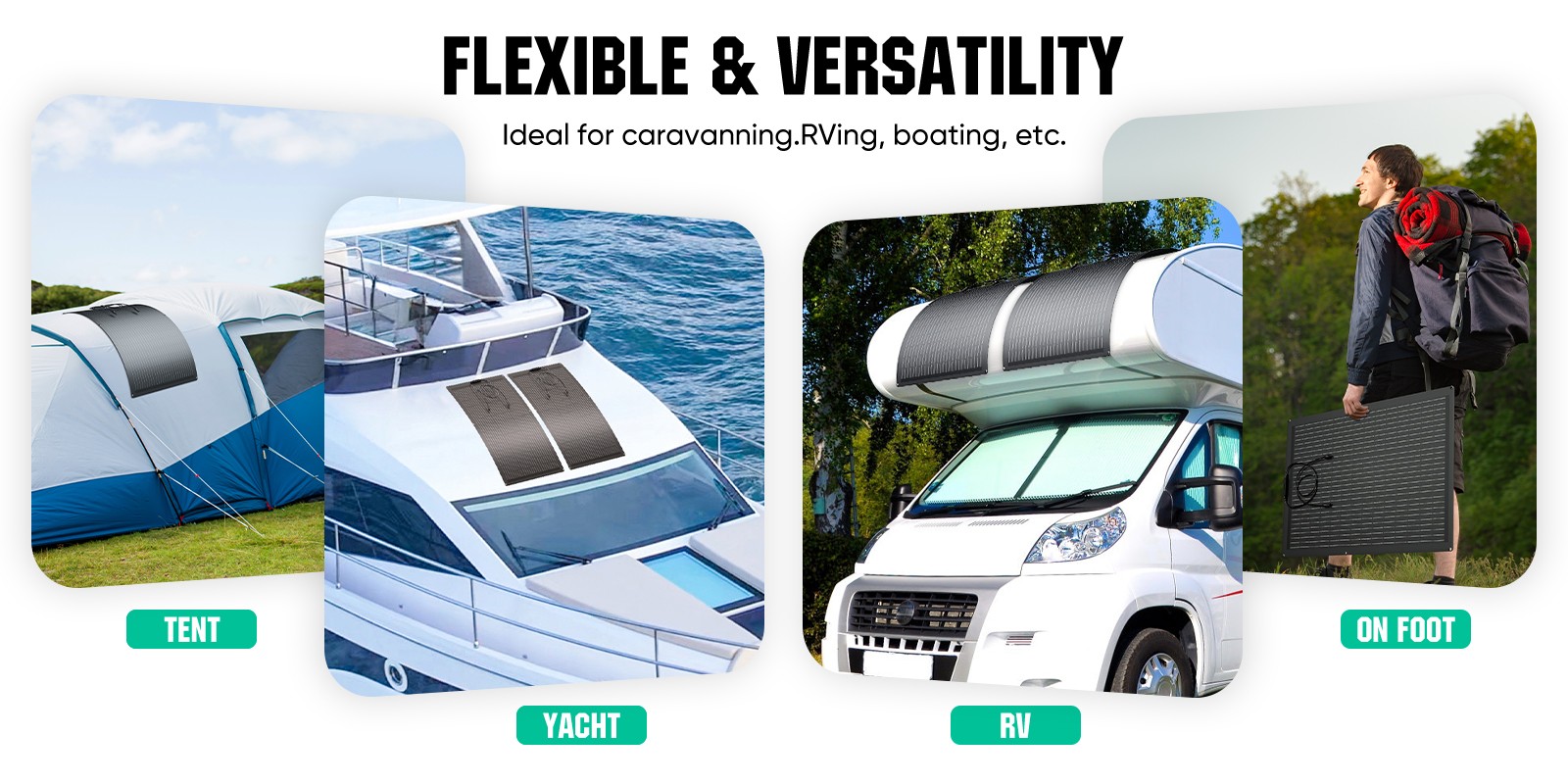 300W 12V Flexible Solar Panel Mono Portable Power Camping Home RV Battery Charge