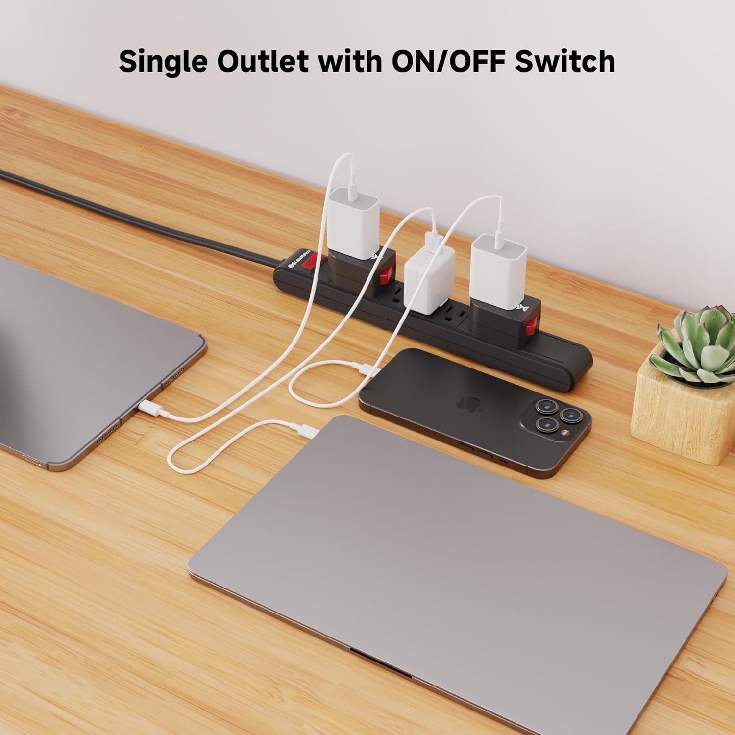 3-Pack 2 Prong Outlet Switch on Off, Plug-In Switch for Outlet, Black