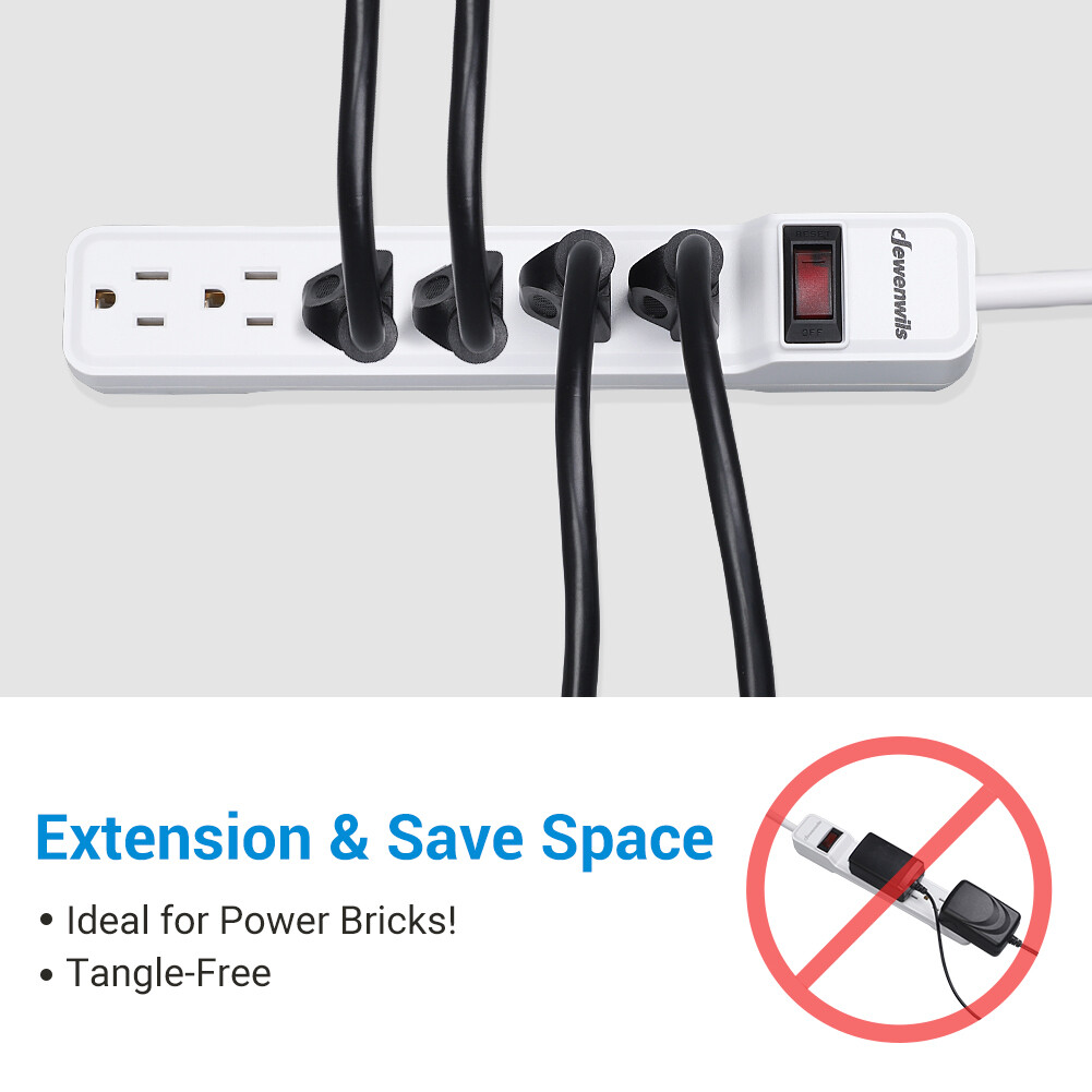 DEWENWILS 2 Pack 3 ft Extension Cord Power Cable 3 Prong Grounded Outlets Plugs