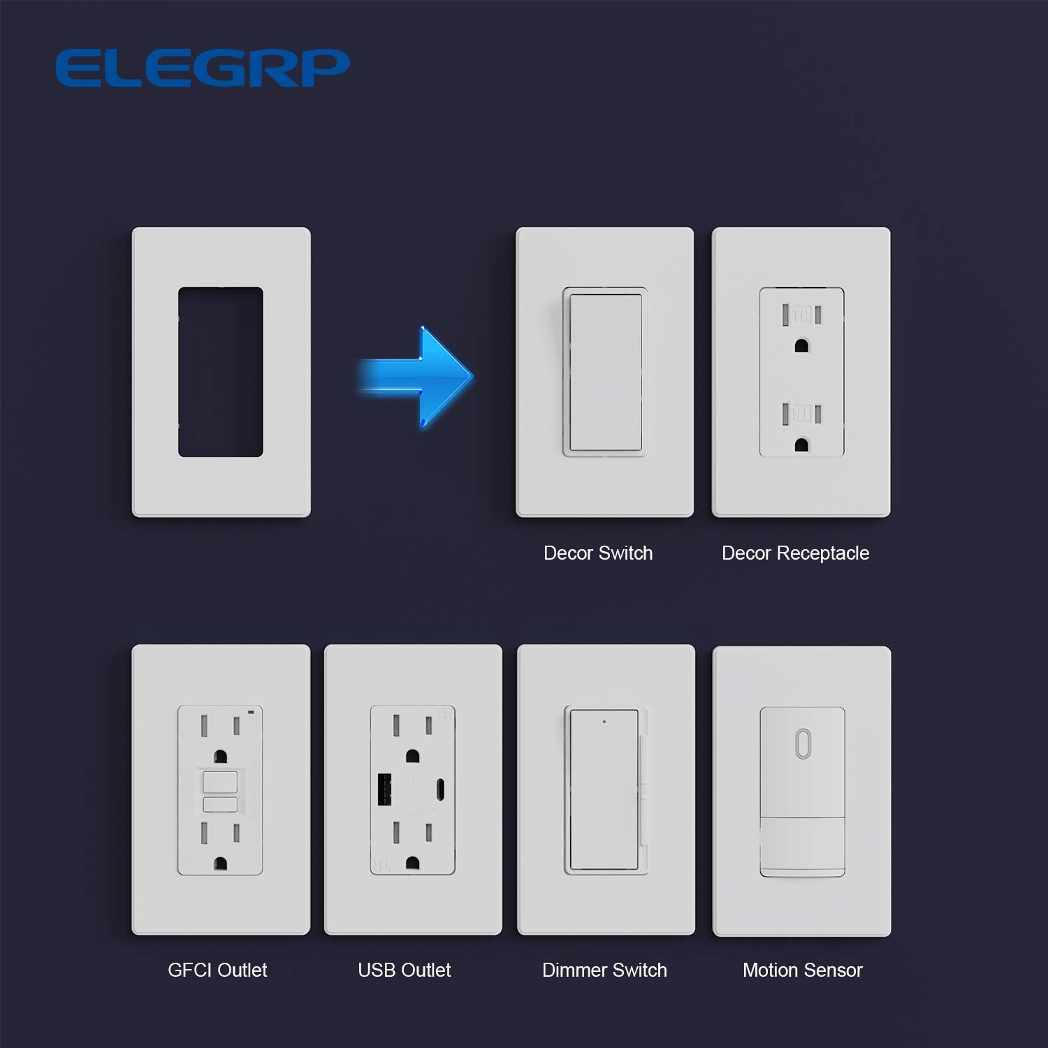 Matte White 1Gang Screwless Decorative Wall Plates, Standard Size Unbreakable…