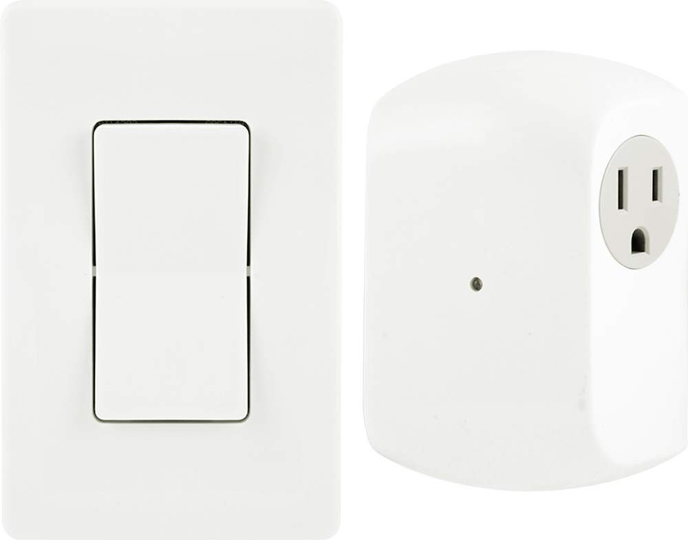 GE Wireless Remote Wall Switch Plug-In Outlet Control 100ft Range White 18279