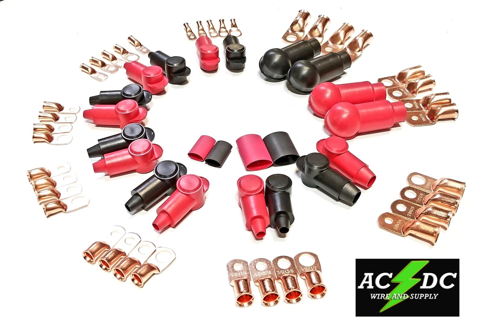 Choose Copper Lug Ring Terminals with Boot Covers & Shrink pick gauge awg size