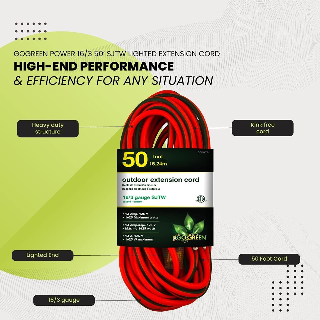 All-Weather Extension Cord – Indestructible – Abrasion-Resistant – 50ft