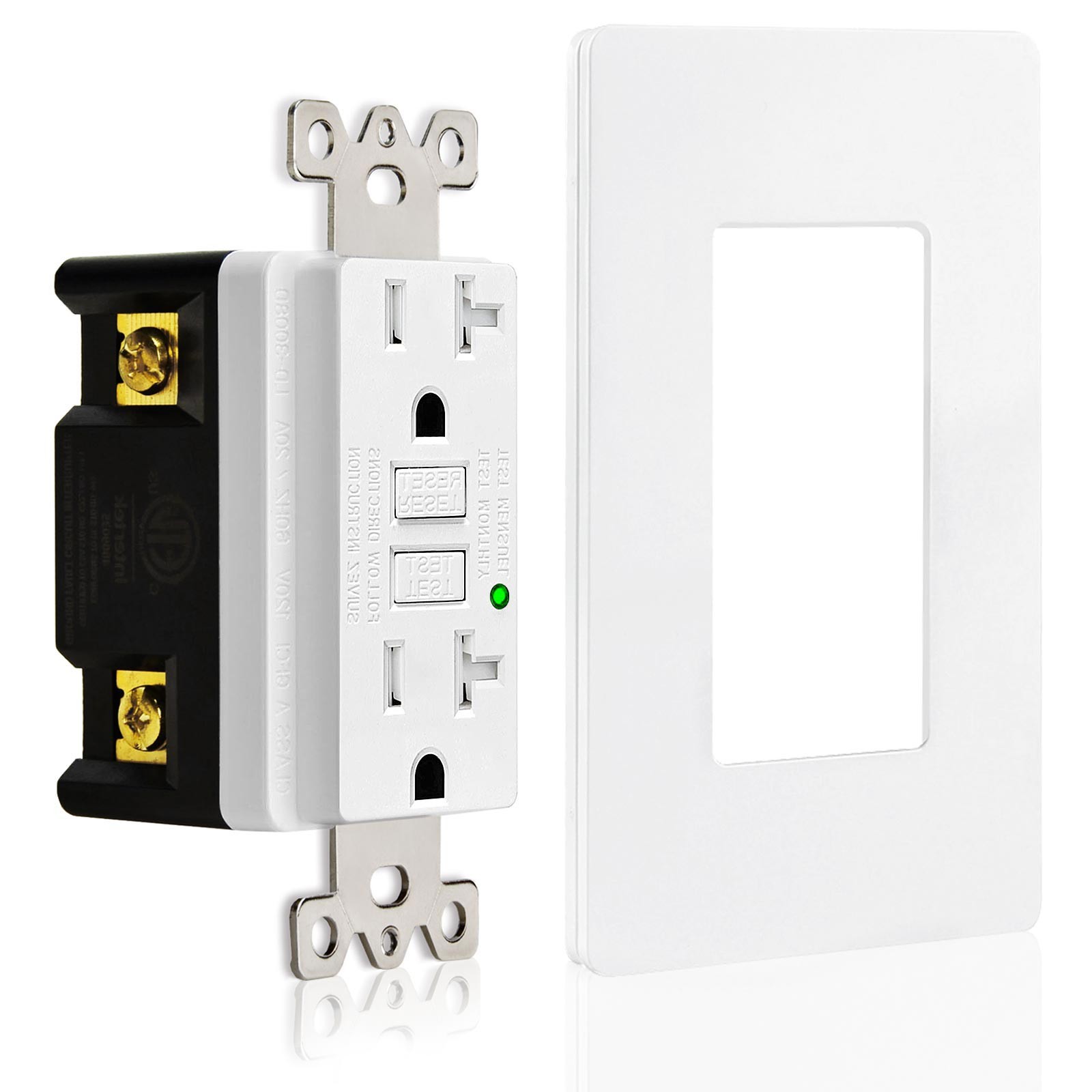 4 x GFCI Non-TR Outlet 20A Ground Fault Receptacle, LED Indicator, w/wall Plate