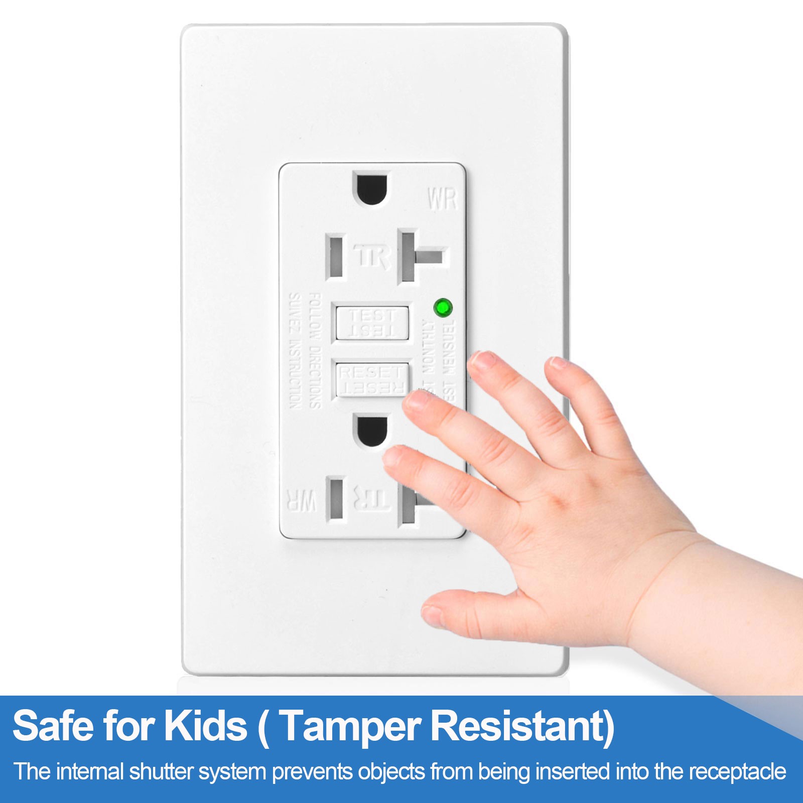 GFCI GFI Outlet 20 Amp Tamper Resistan Weatherproof Wall Receptacle Outdoor 2Pcs