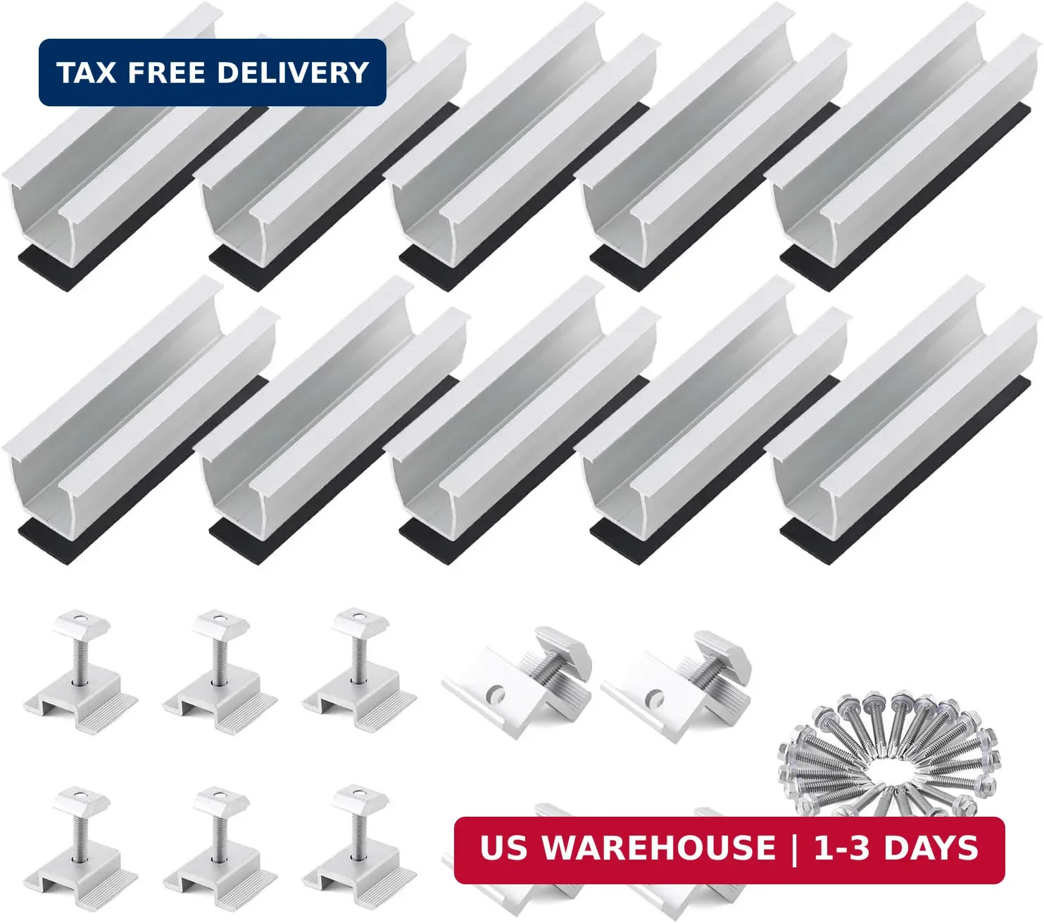 Solar Panel Mounting Brackets in A Row Assembly | for Panel Thickness 1.18″-1.38