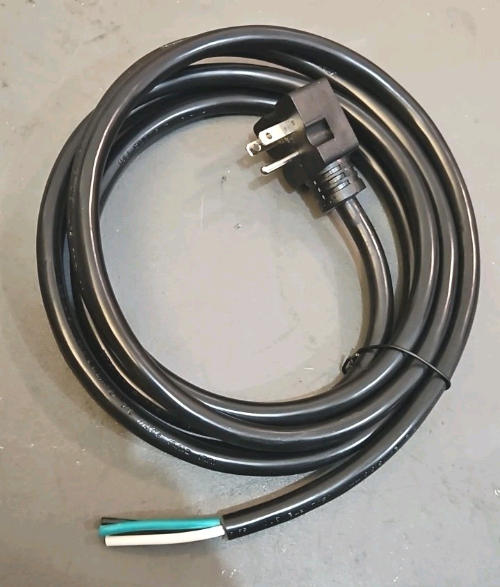 Slim Plug Replacement Power Cable Open End 12/3 10FT Black UL Certified 15 Amp