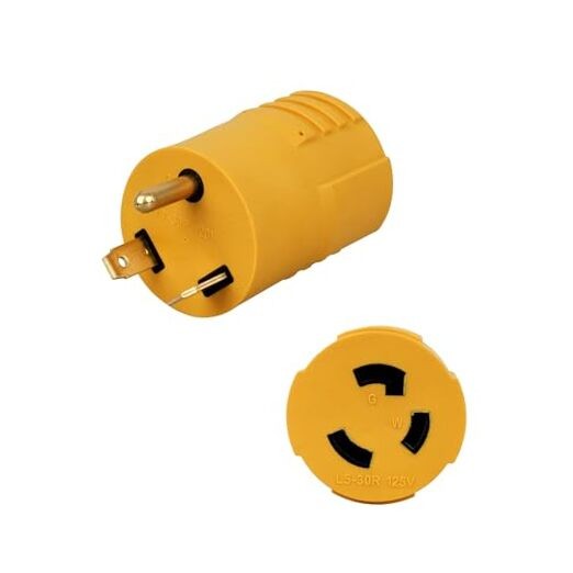 30 Amp Plug Adapter NEMA TT-30P to L5-30R 3 Prong RV Plug,30Amp TT-30P Male to