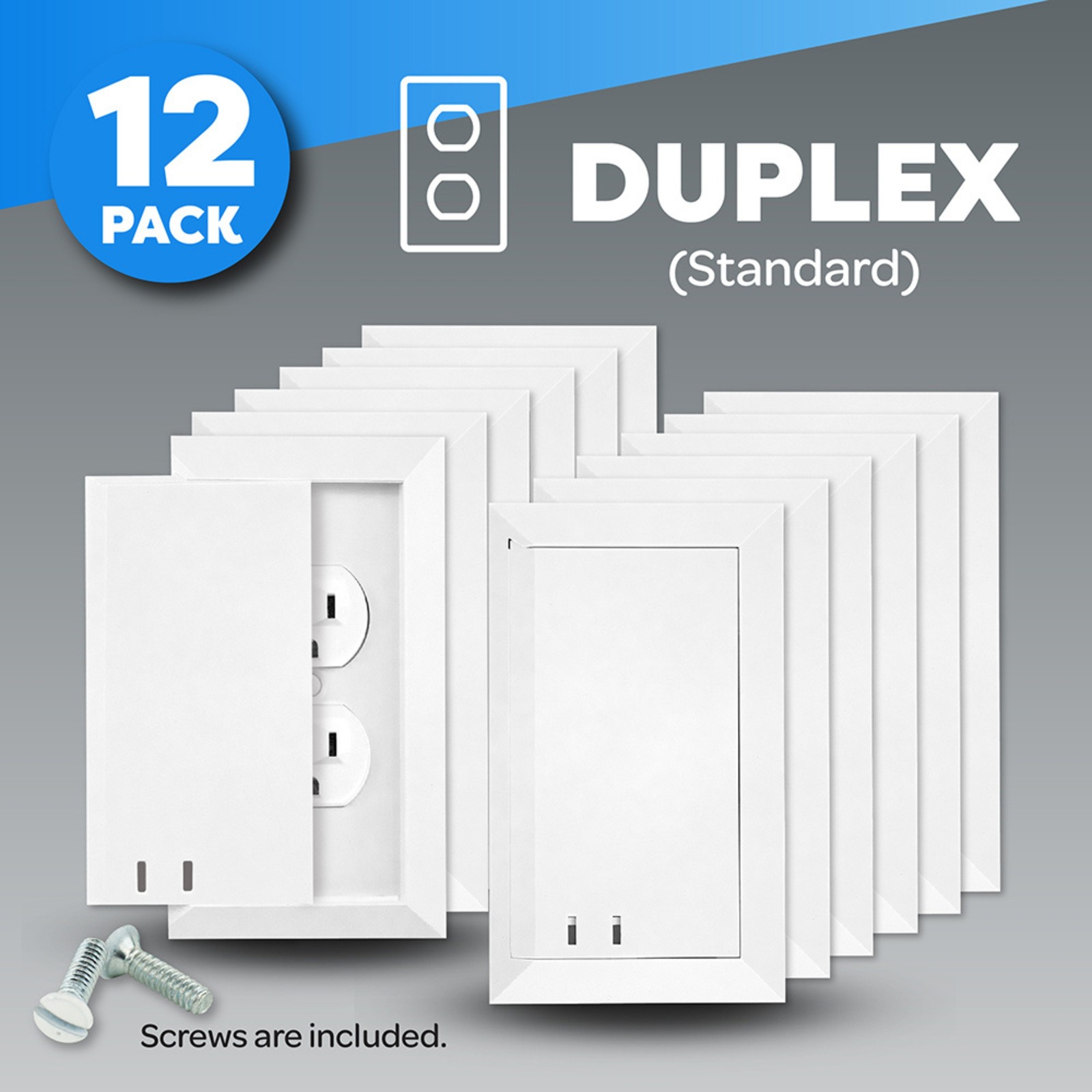 Child Resistant Duplex Outlet Cover White Sliding Safety Design 12 Pack
