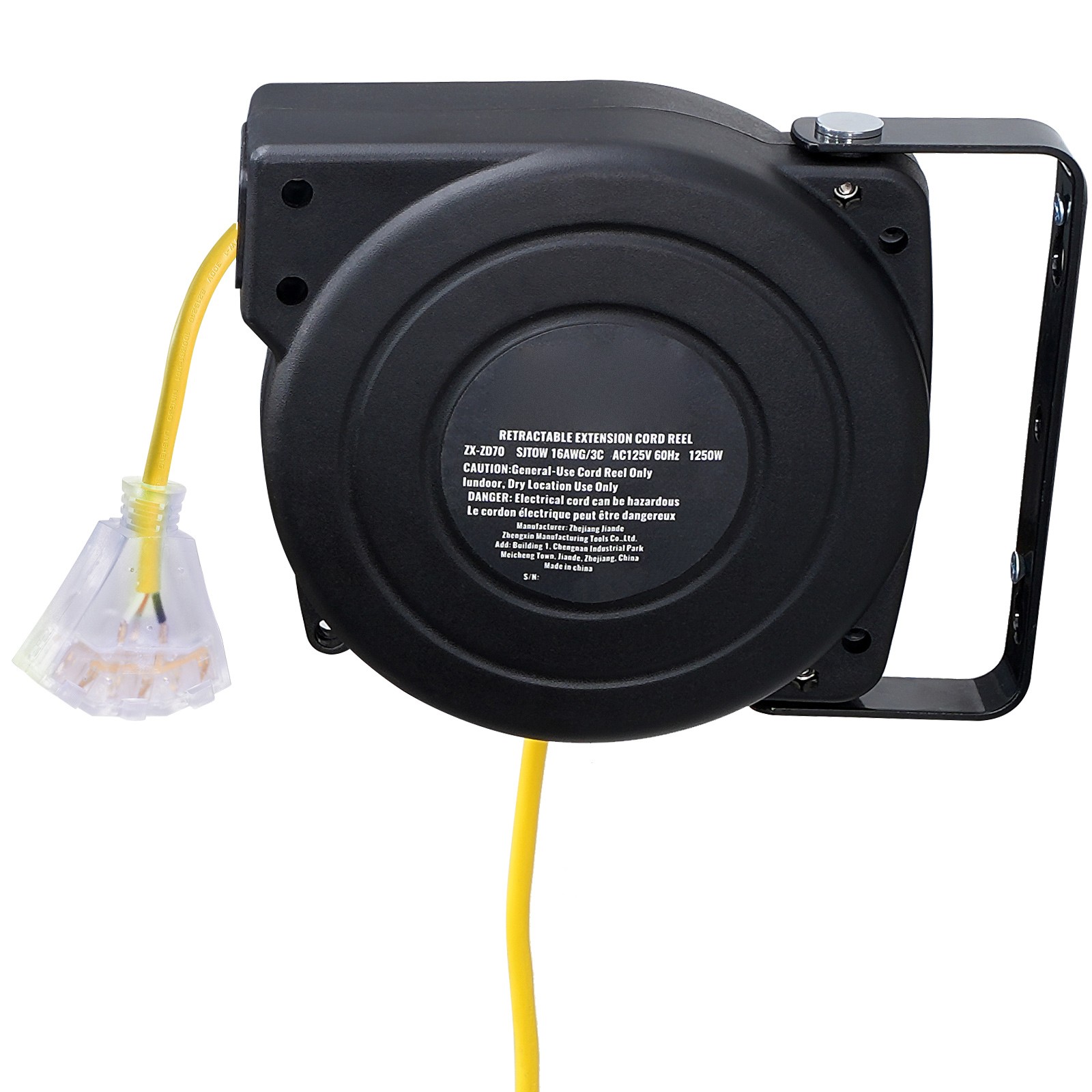 Uimoso Retractable Power Cord Reel with 30FT 16AWG/3C SJTOW Cable