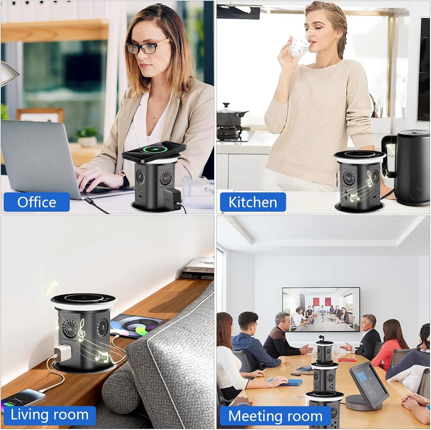 Smart Pop Up Outlet with 15W Wireless Charger & APP Control – 3 AC & 2 USB