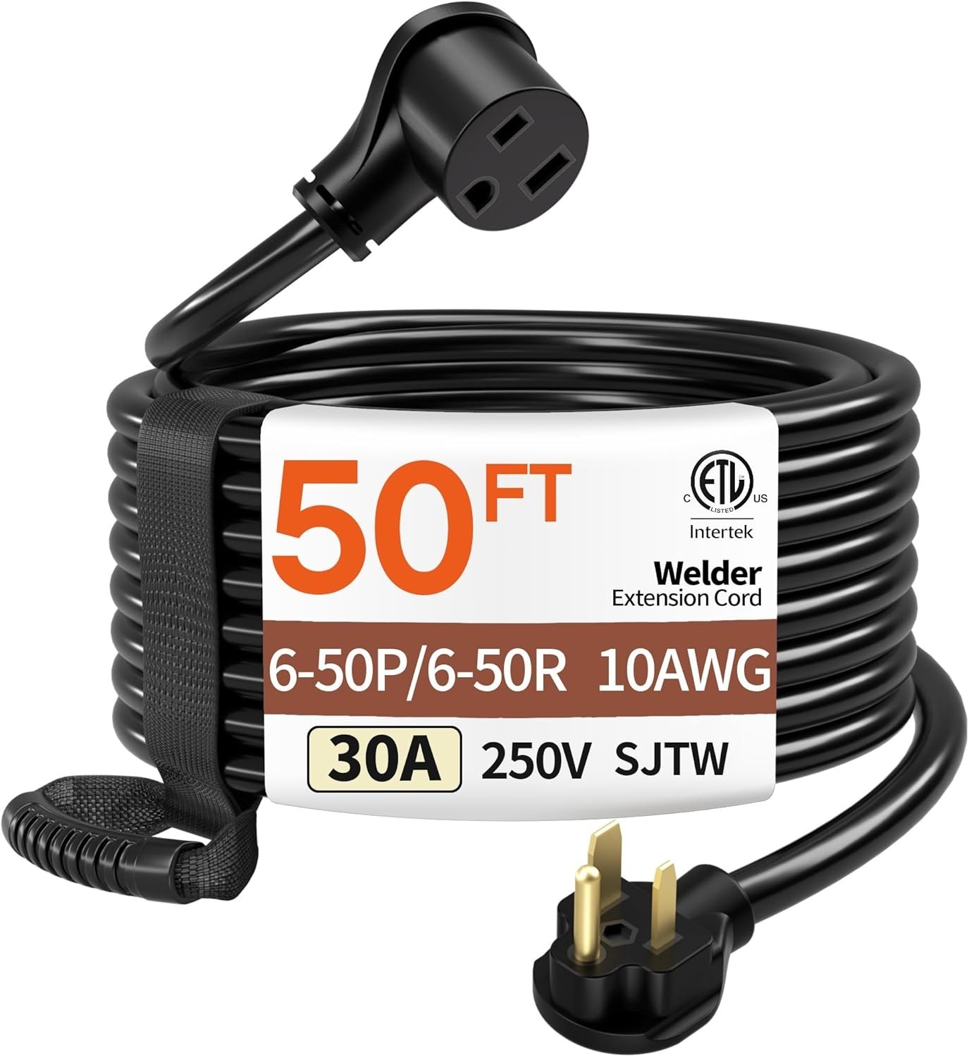 50FT 30 Amp 10 Gauge 3 Prong Welder Extension Cord, NEMA 6-50P to NEMA 6-50R, He