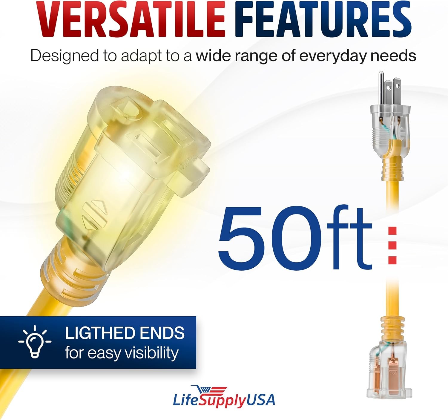 Outdoor/Indoor Extension Cord 10/3 Gauge Ultra Heavy Duty 3 Prong SJTW