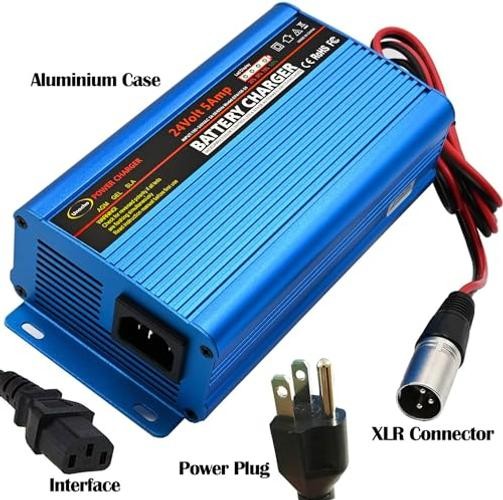 24V 5A Battery Charger Maintainer 4-Stage Smart Lead-Acid Charger 3-pin XLR