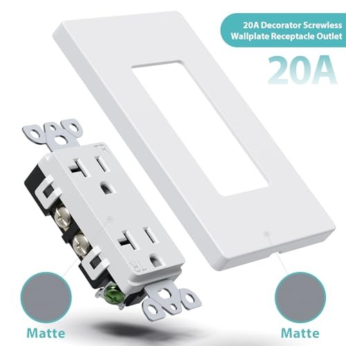 Decorator Wall Outlet, Tamper Resistant Duplex Receptacle 20 Amp 10 Matte White