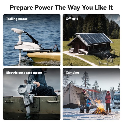 Power Queen 24V 50Ah TM Bluetooth LiFePO4 Battery for 70-100lbs Trolling Motor
