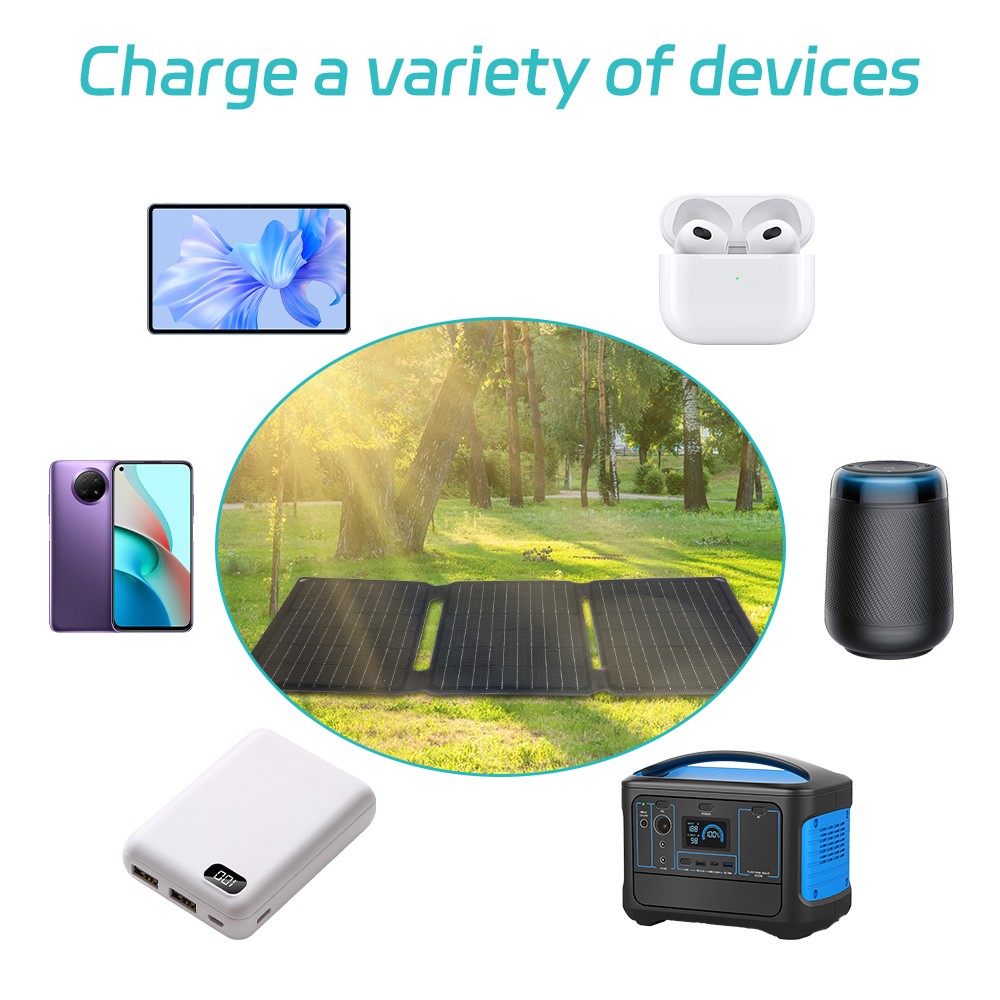 30W 5V Foldable Portable Solar Panel USB Type-C Charger for RV Car Boat Camping