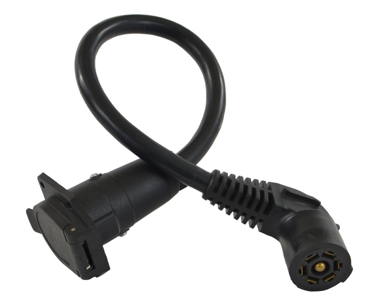 11110024ex 7way Travel Trailer Extension Cord With Elbow Plug 2feet Black