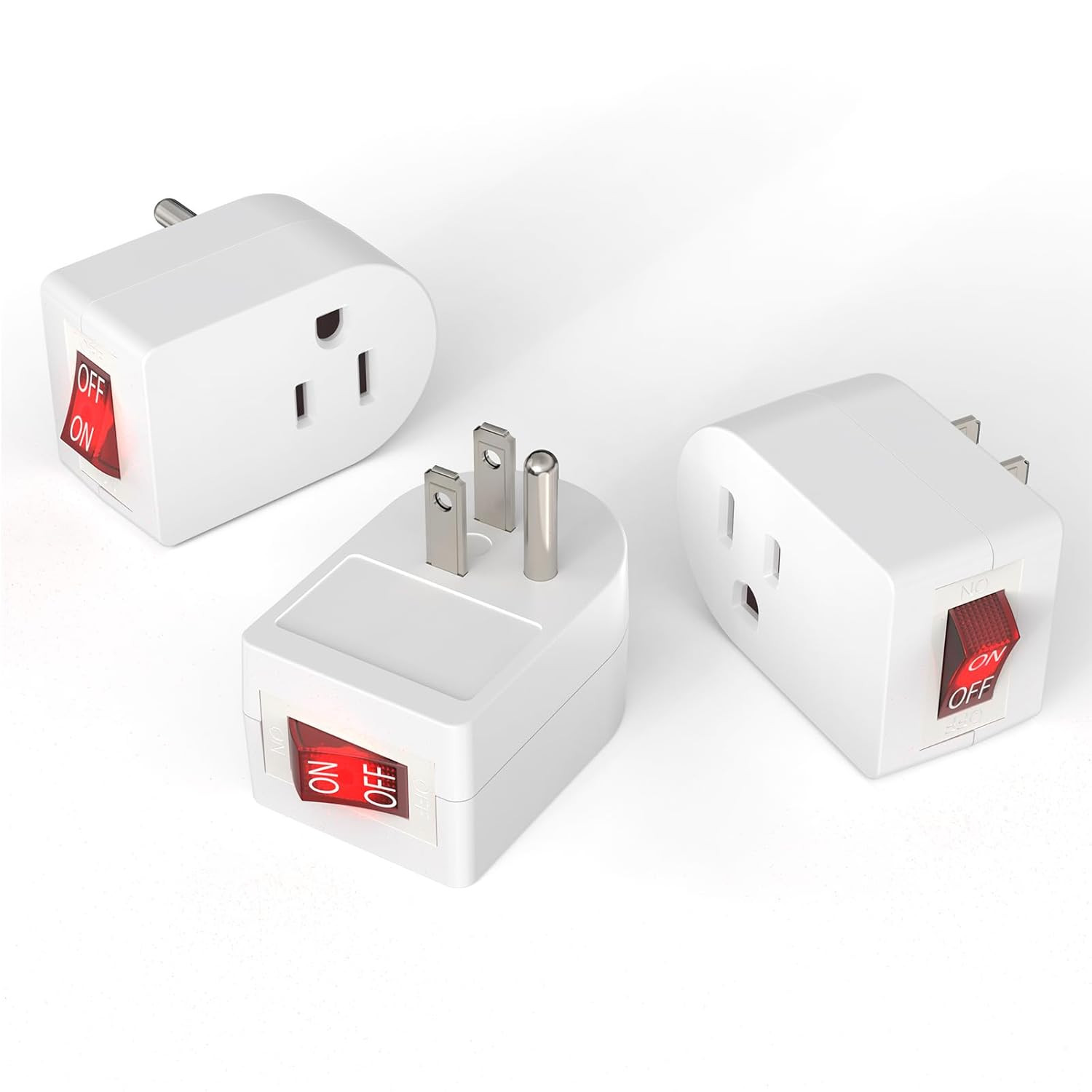 [ETL Listed] 3Pack Grounded Outlet Switch W/On Off, Switch, Plug Switch Adapter,