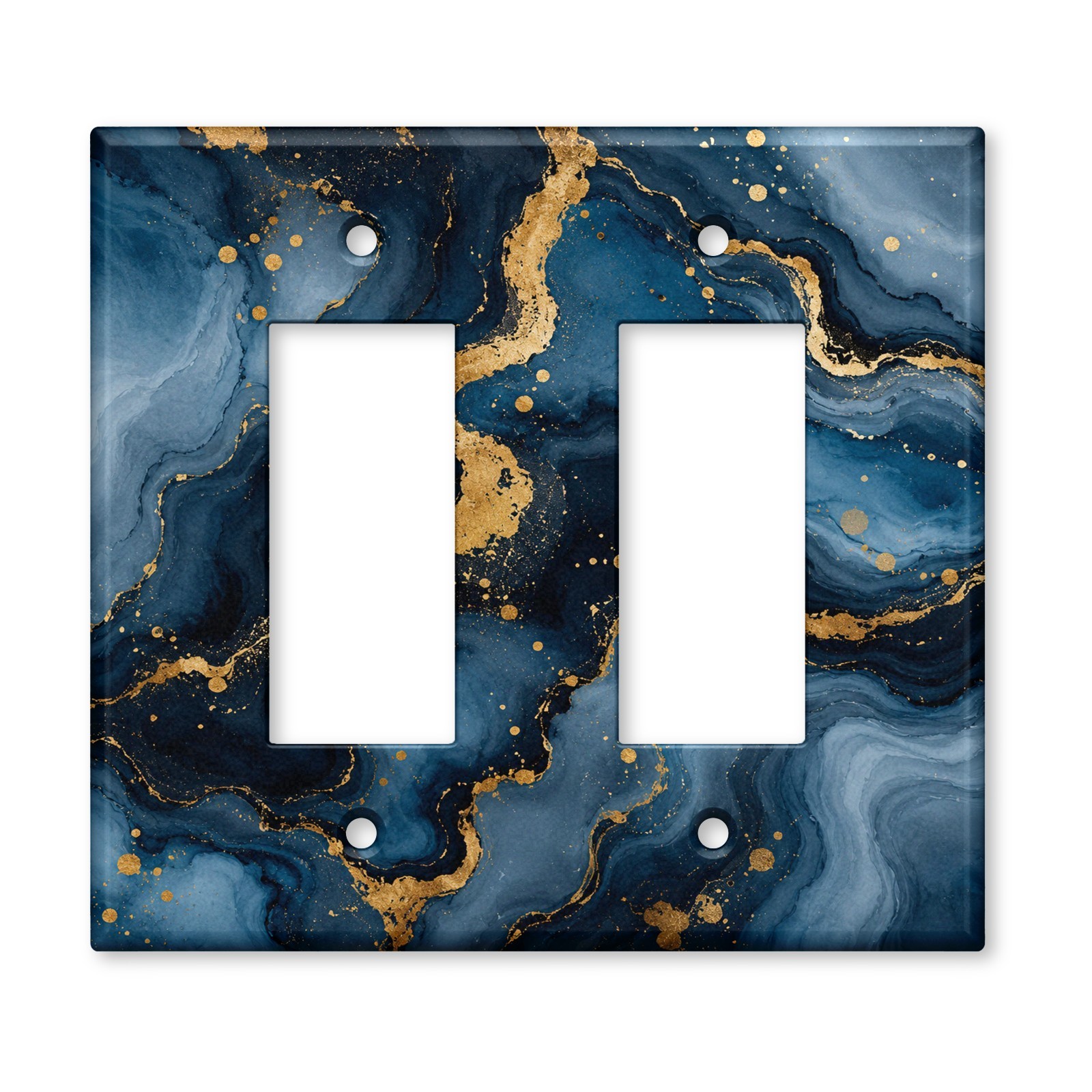Blue Gold Marble Switch Plate Cover, Navy Abstract Light Switch Cover, Modern Lu