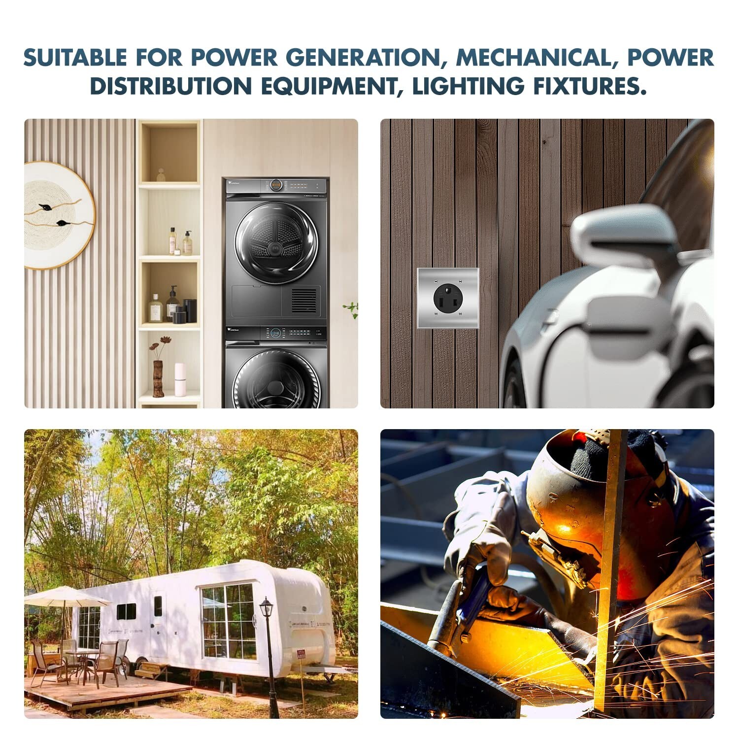 50 Amp 250V NEMA 6-50R Power Outlet, Heavy-Duty 50A Receptacle,Square wallplate