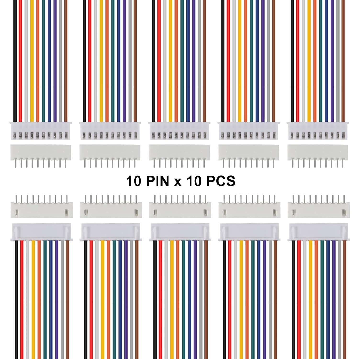 ACEIRMC 10Pairs JST-XH Connector Kit, XH 2.54mm 10 Pin Header Male and Female