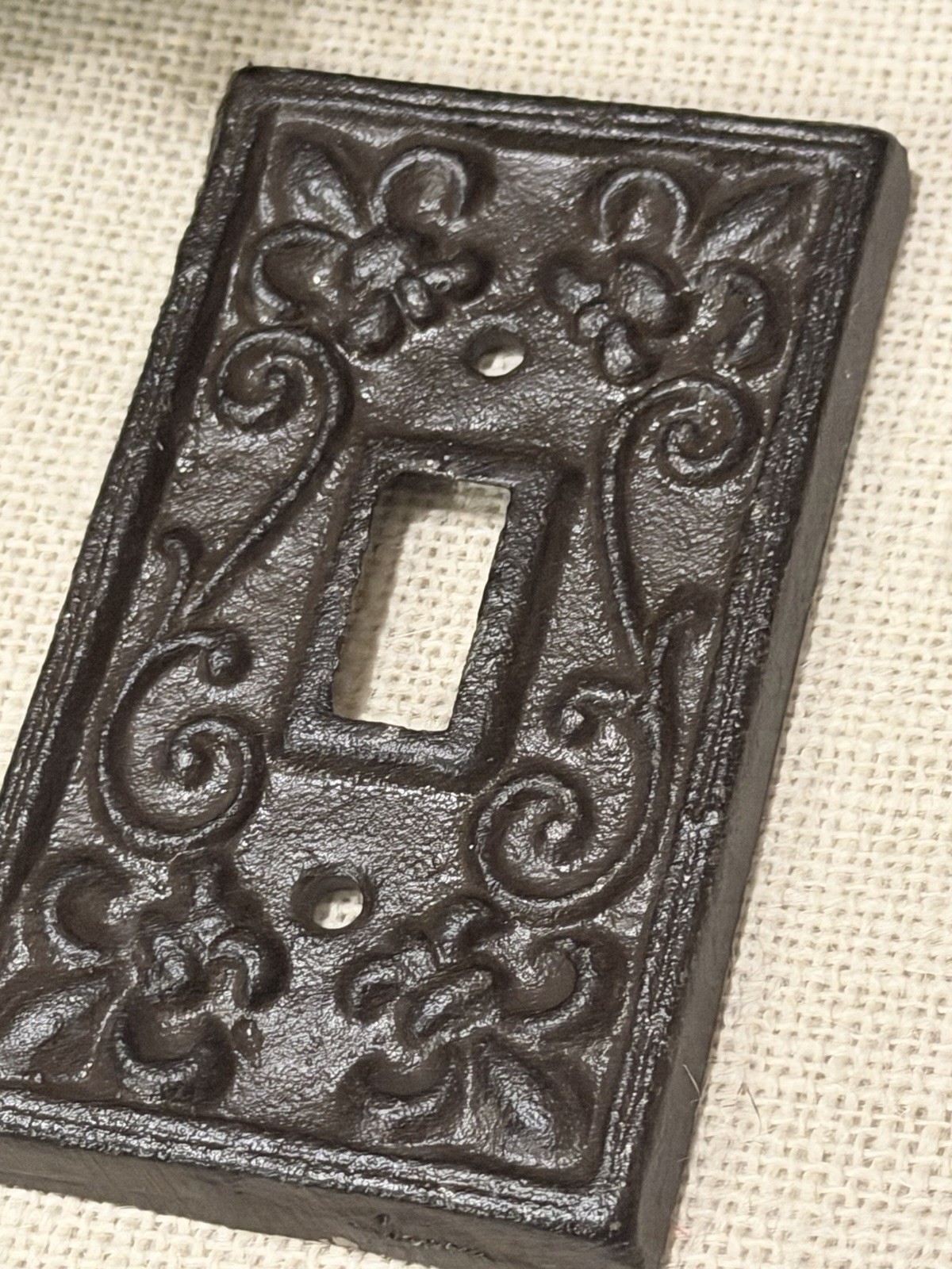 Vtg Toggle Light Switch Wall Plate Cover Cast Iron Metal Farmhouse 4.6 x 2.75″