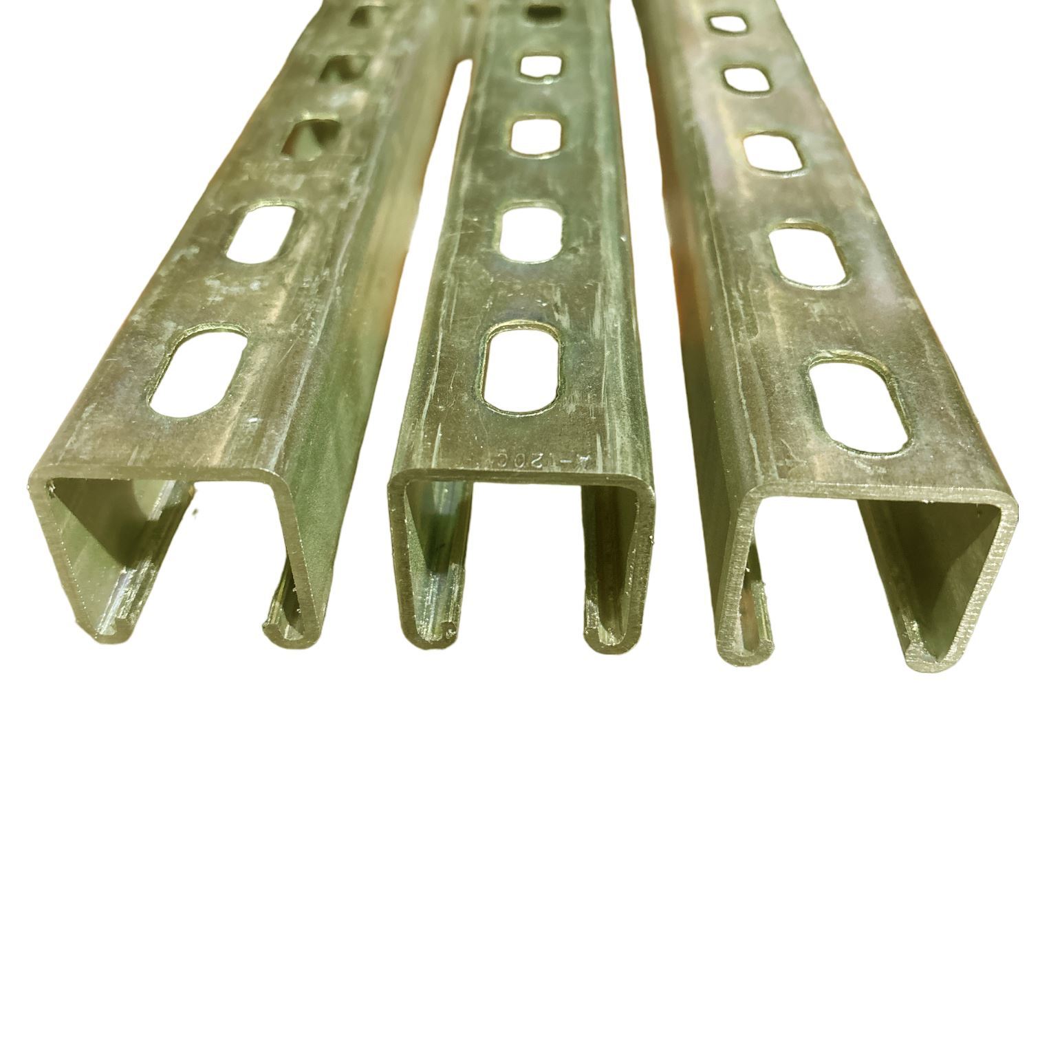 1-5/8 x 1-5/8 x 60 inches (3 Pack), Gold Galvanized Steel, Slotted Strut Channel