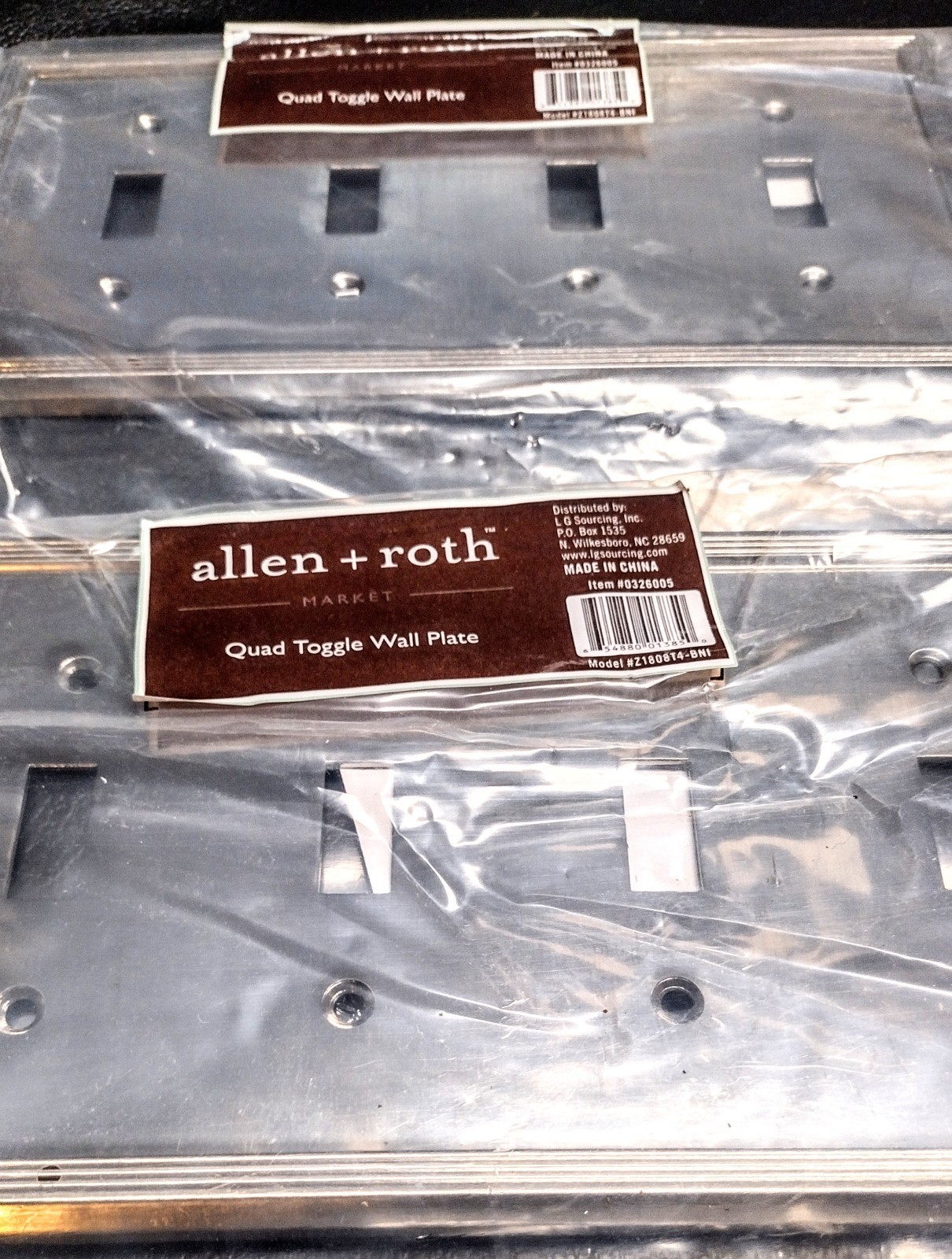 New ALLEN + ROTH Quad Toggle SATIN NICKEL Zinc Light Switch Plate