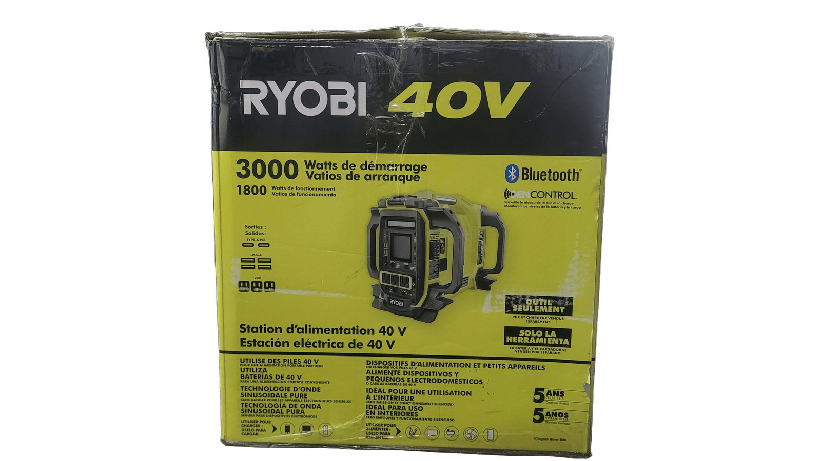 Ryobi 40V 1800-Watt Portable Battery Inverter Power Station and Charger