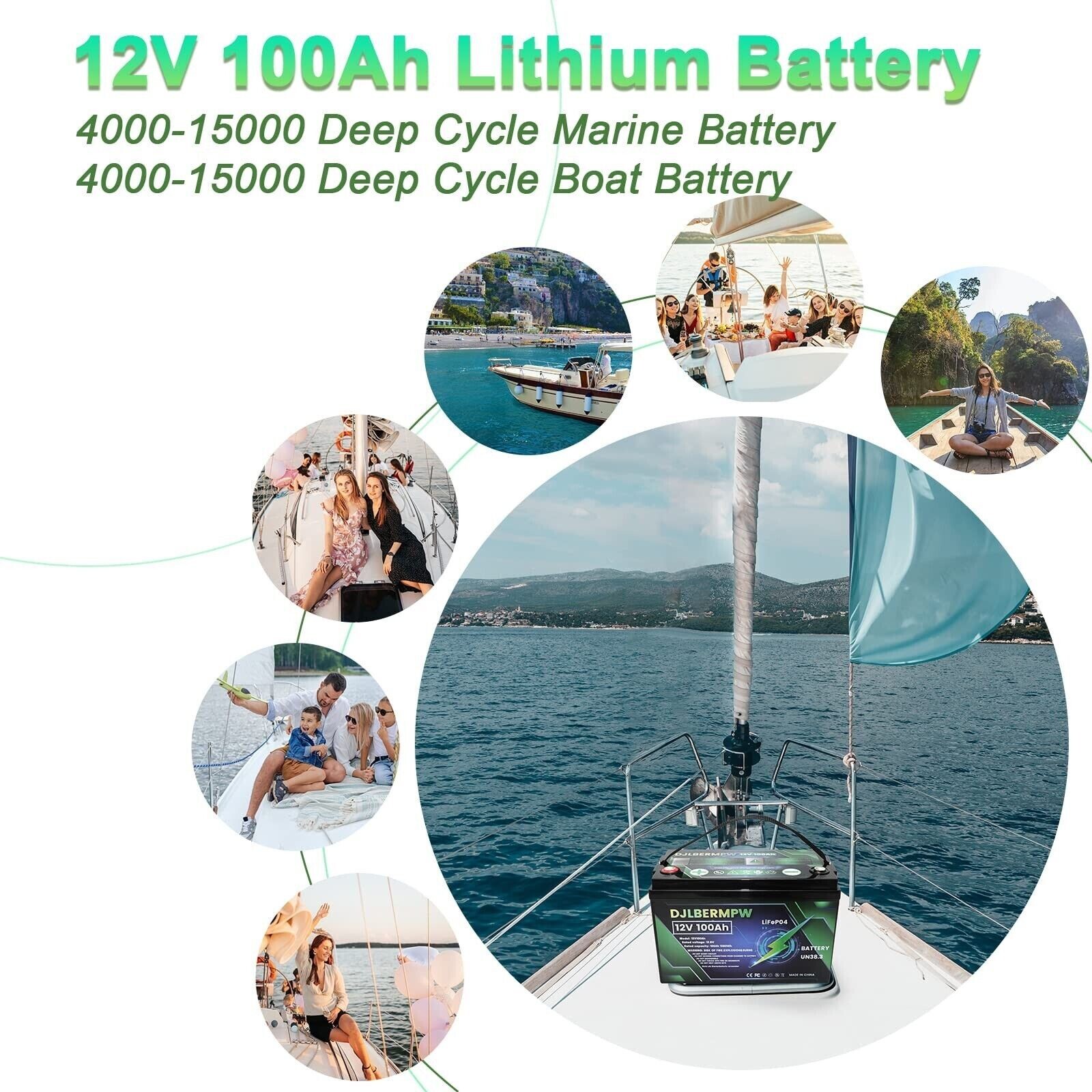 12V/24V LiFePO4 Lithium Battery 50Ah/100Ah BMS Deep Cycle For Marine RV