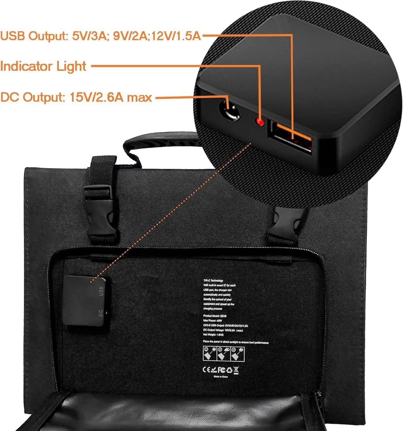 Open Box ENGINSTAR 40W Foldable Solar Panel Charger