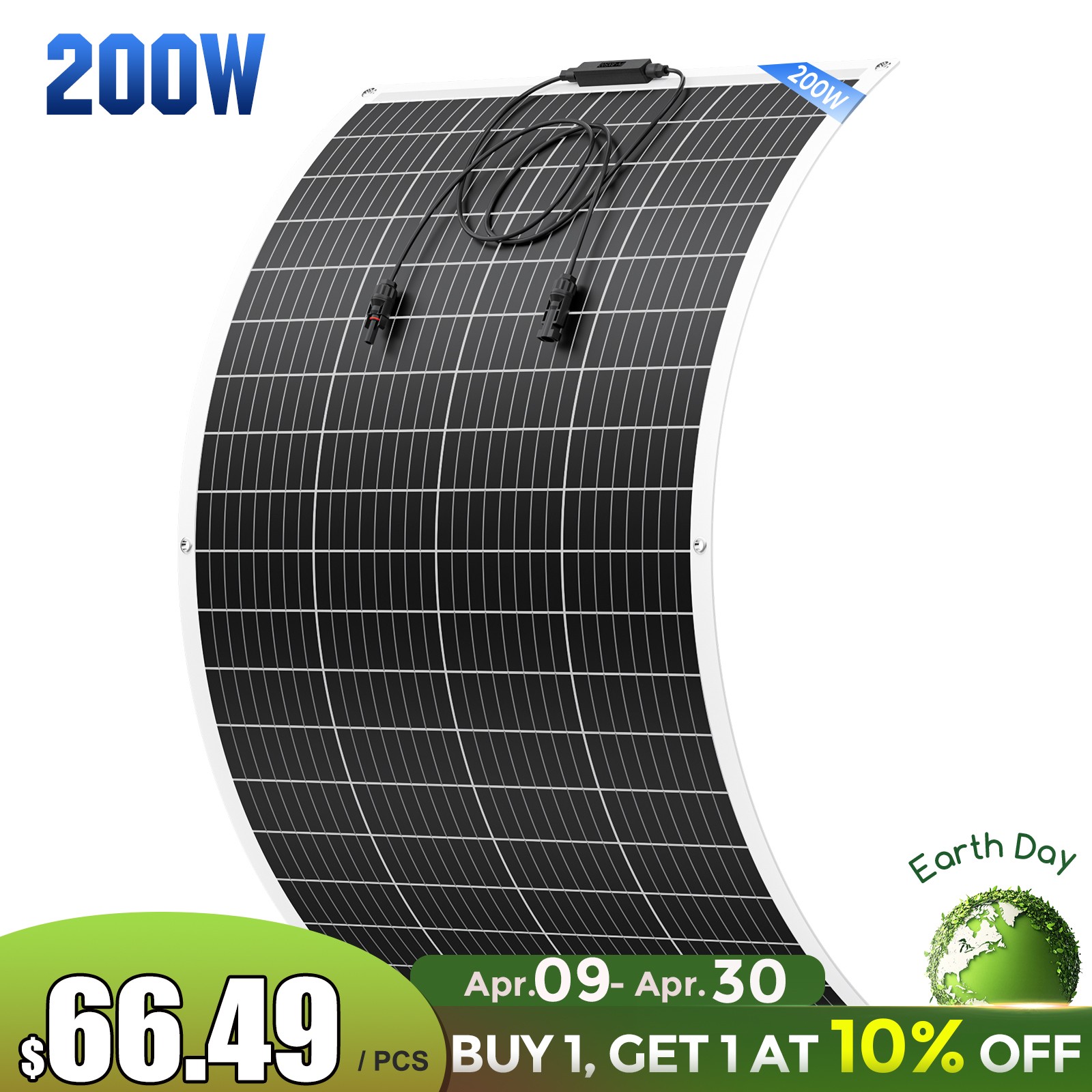 Flexible 200W Mono Solar Panel 12V Power Portable Camping Home RV Battery Charge