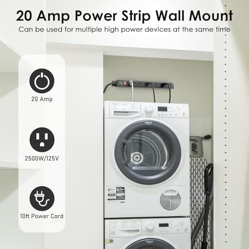 20 Amp Power Strip Surge Protector 4800J, Heavy Duty 8 Outlet Metal 6 ft 1