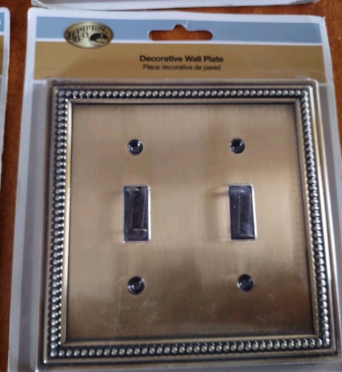 2-Two Gang Switch Plates Double Antique Brushed Gold Finish Hampton Bay
