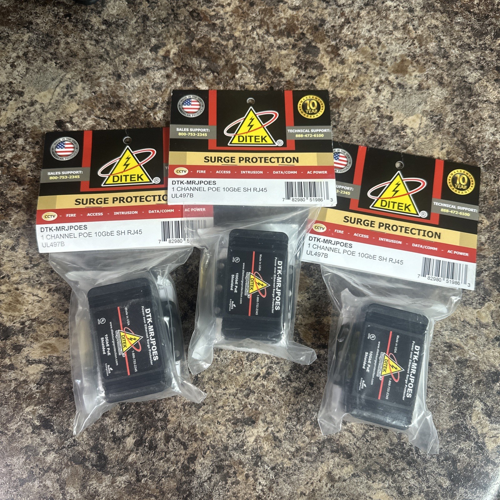 NEW *Lot of 3 PCS Ditek Shielded PoE Surge Protector RJ45 Connection DTK-MRJPOES