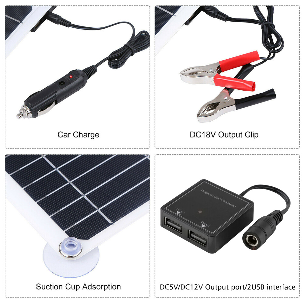 16000W Car Power Inverter DC12V to AC 110V 200W Solar Panel Kit 100A Controller