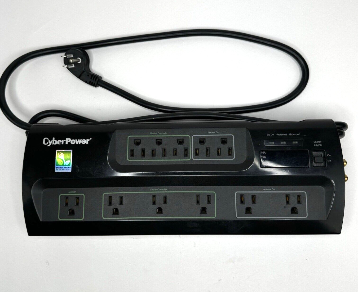 Cyber Power Surge Protector 11 Outlets 8 Foot Cord Energy Saving Mode 15A 125v