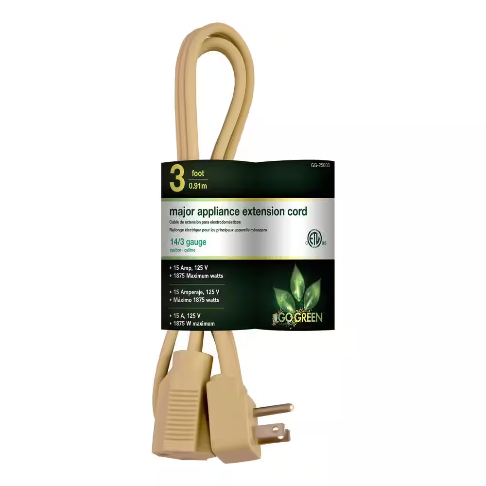 3 ft. 14/3 SPT A/C Extension Cord – Beige