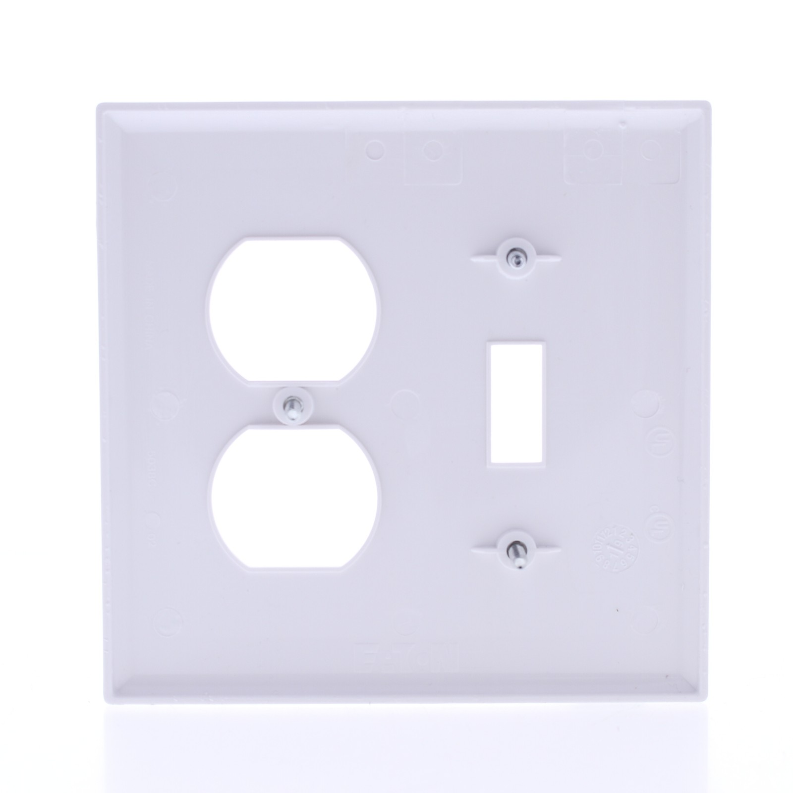 Eaton PJ18W White 2-Gang Toggle Duplex Outlet Unbreakable Nylon Wallplate Cover