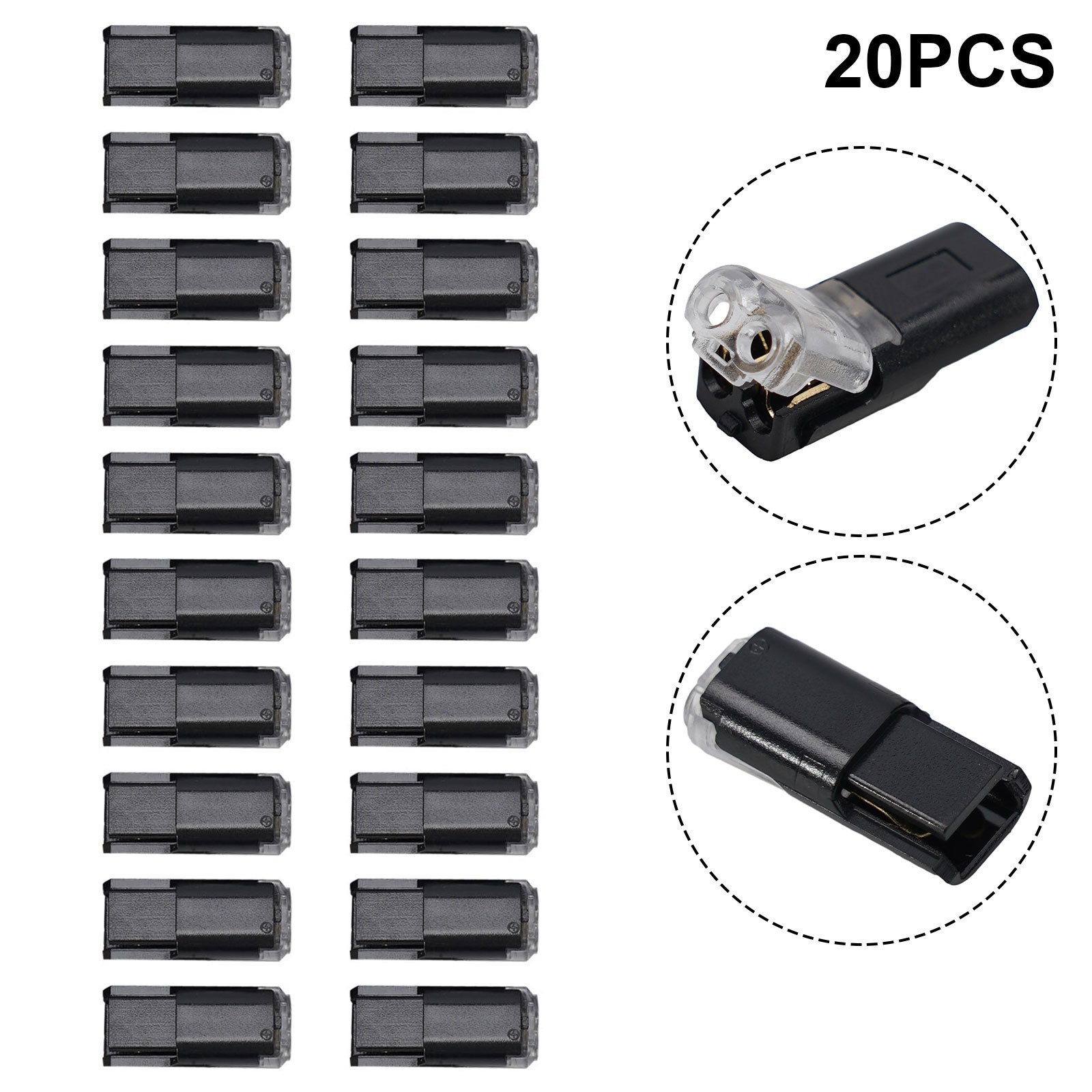 20pcs Double-Wire Plug-in Connector, Pluggable 2 Pin 2 Way LED Wire Connectors,