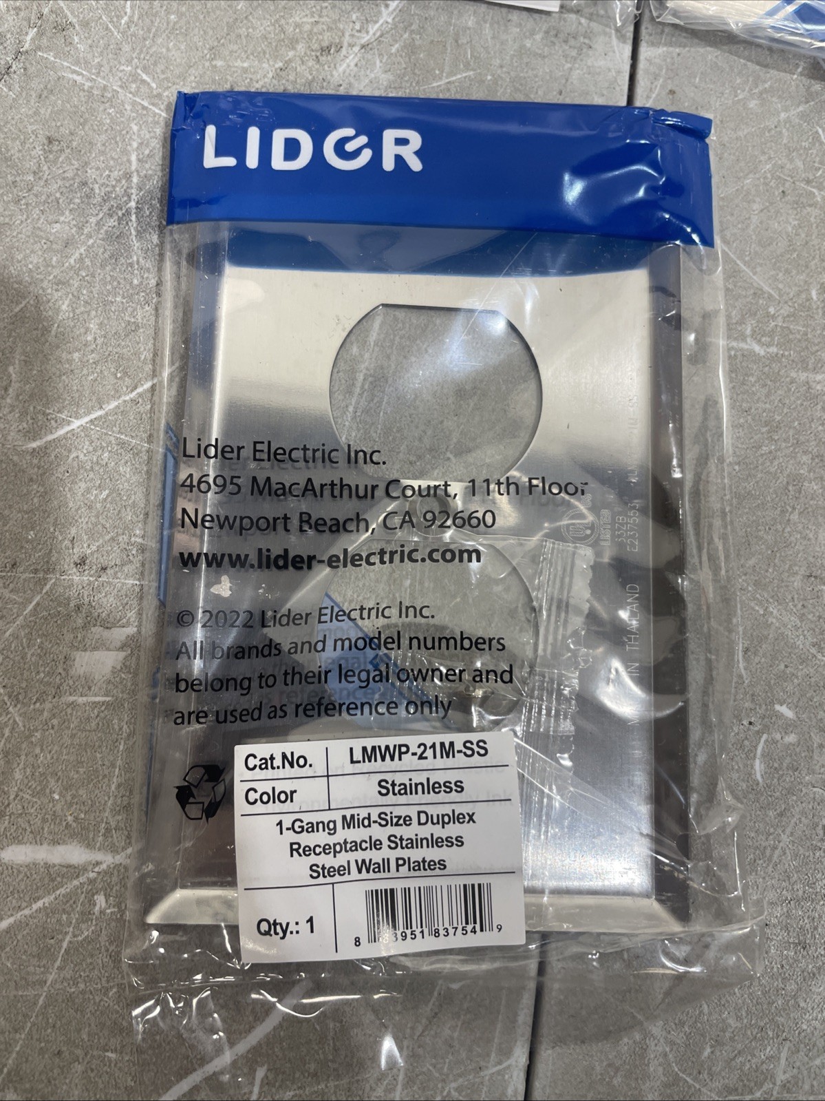 Duplex Receptacle Metal Wall Plate Impact and Corrosion Resistant Stainless 5pk