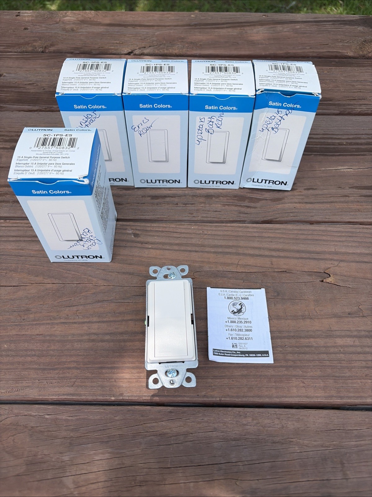 LOT OF 5 Lutron Satin Color Eggshell SC-1PS-ES Single Pole Switch “NEW”