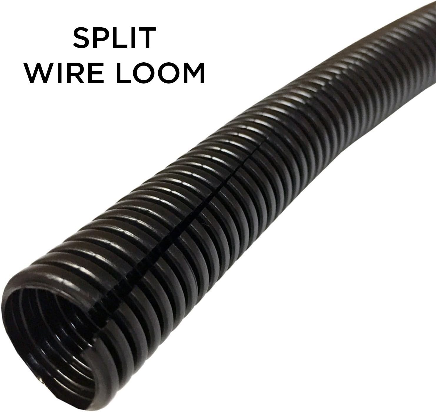 Flexible Polyethylene Wire Loom, 2 Inch 7 Feet (Split Loom), Black