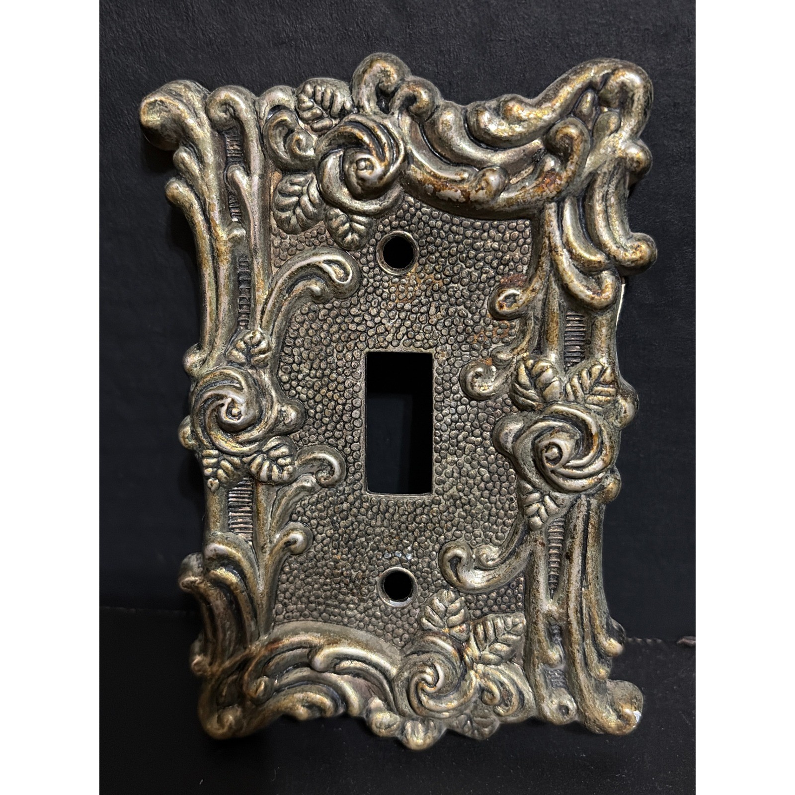 VTG Victorian Style Ornate Gold Tone Rose Floral Light Switch Cover CottageCore